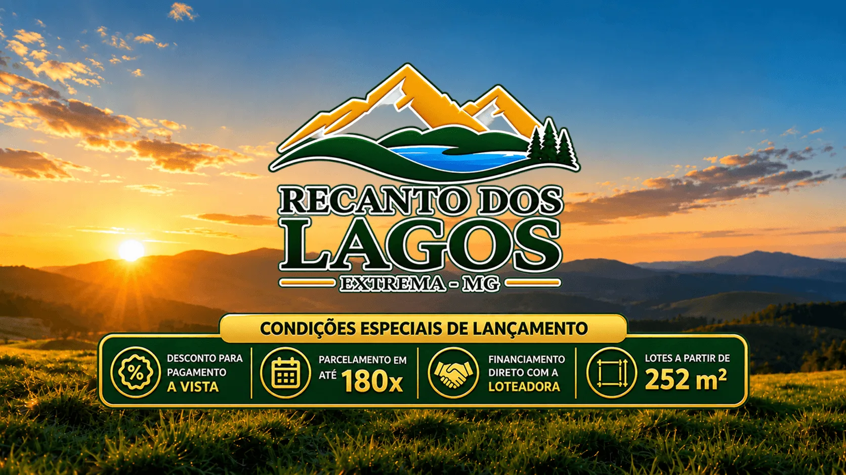 Recanto dos Lagos — Extrema/MG: condições especiais de lançamento, lotes a partir de 252 m²